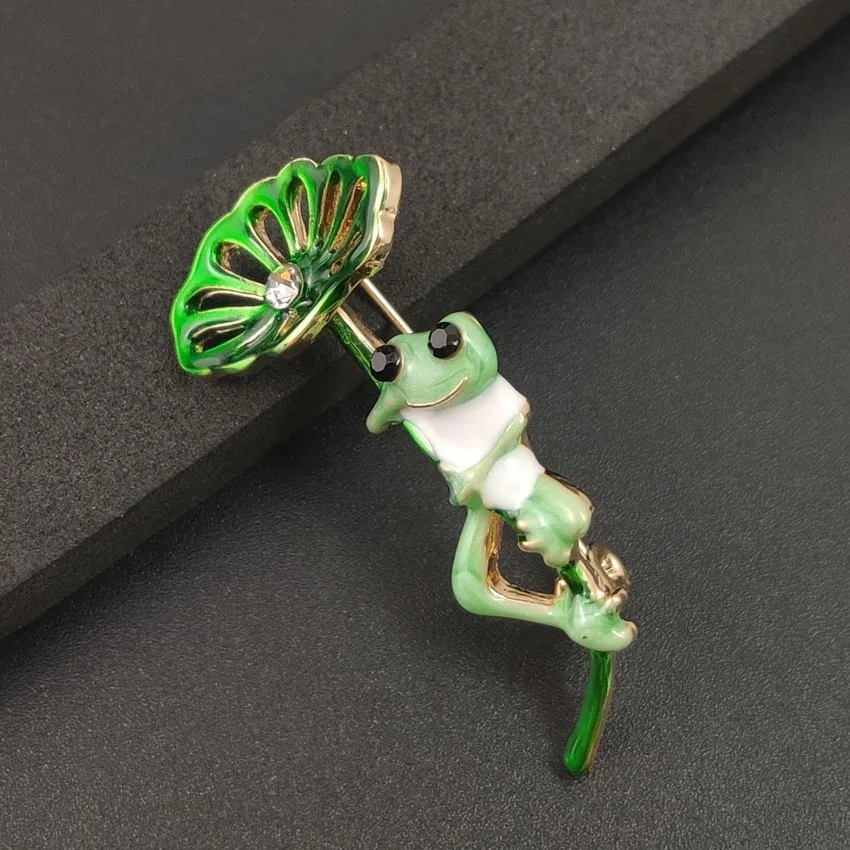 1 шт. лягушка с листьями лотоса женская брошь значок на булавке сплав насекомое