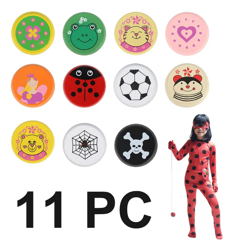 

11PC/Set Cute Animal Prints Wooden Yoyo Toys Ladybug Toys Kids Yo-Yo Creative Yo Yo Toys For Children Children Yoyo Ball G0149