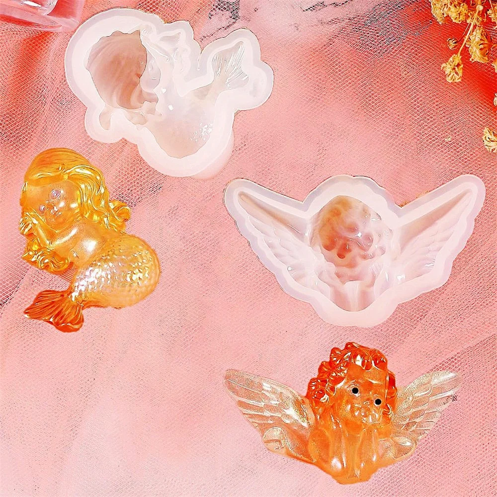 

Sleeping Mermaid Silicone Molds Chocolate Fondant Mould Handmade Soap Mold Mermaid Cake Topper DIY Angel Craft Art Candle Mould