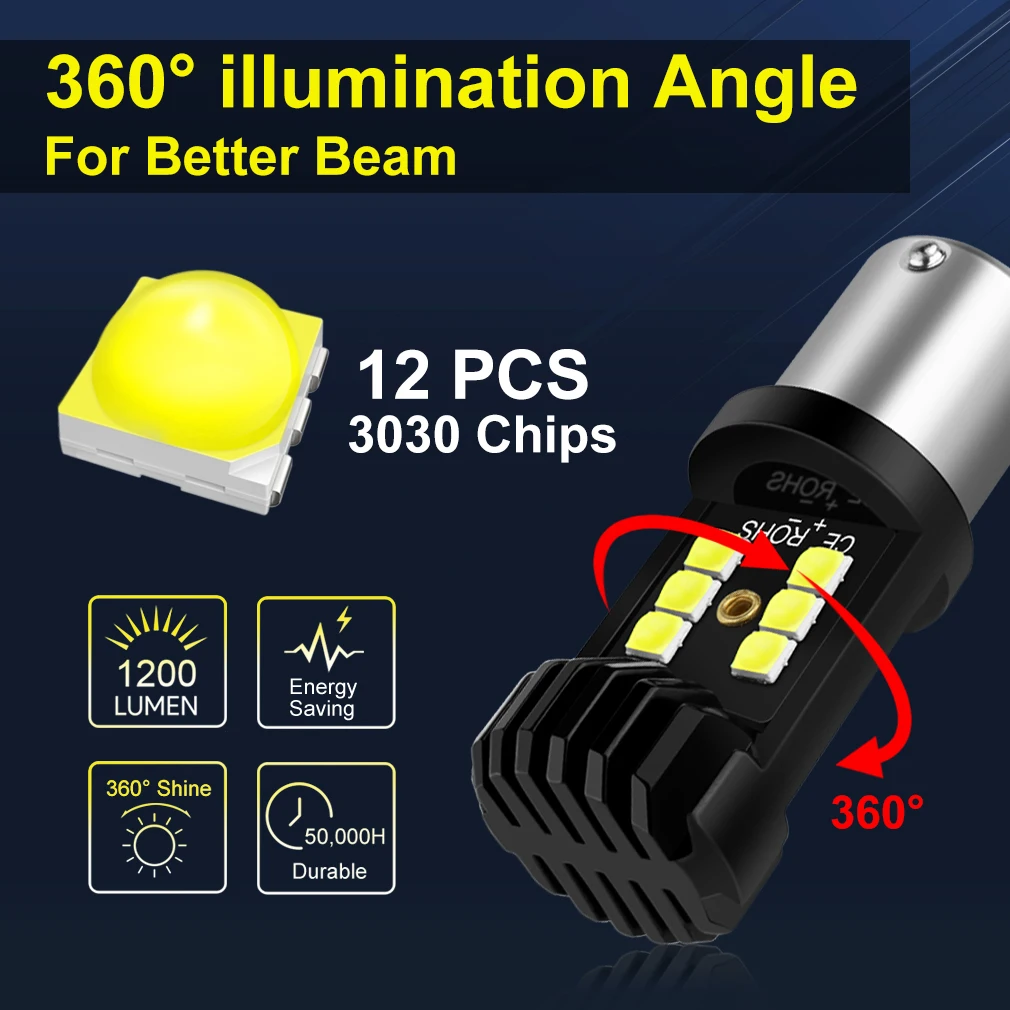 Светодиодная лампа BA15S P21W 2 шт. 1156 BAY15D P21/5 Вт BAU15S PY21W T20 1157 12SMD 7443 чипы автомобильные