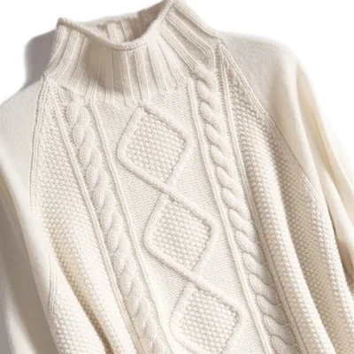 Retro autumn and winter half-high collar cashmere sweater women loose large size silhouette bottoming shirt lazy wind thickened | Женская