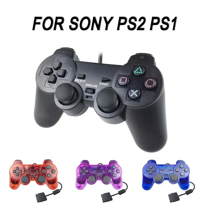 Проводной геймпад прозрачный красный/фиолетовый/синий/черный джойстик подходит