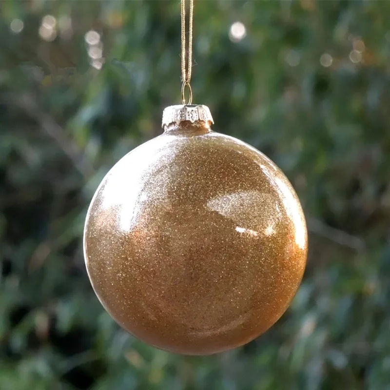 

Small Packing Gold Yellow Series Glass Globe Christmas Tree Pendant Different Diameter 6cm 8cm 10cm 12cm 15cm 20cm Handmade