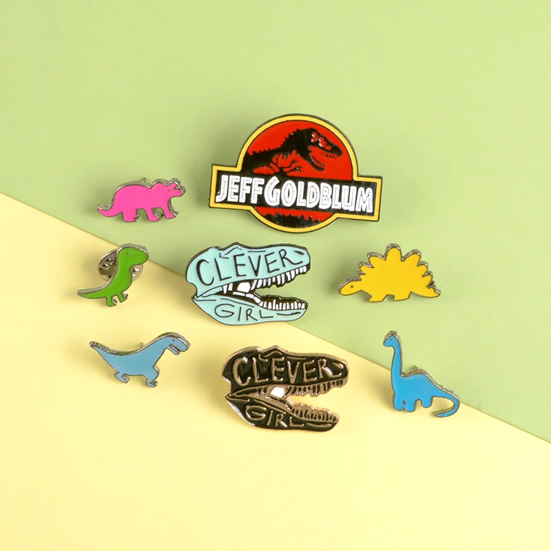 Динозавр элемент нагрудные булавки умная девушка красочные простые Мультяшные