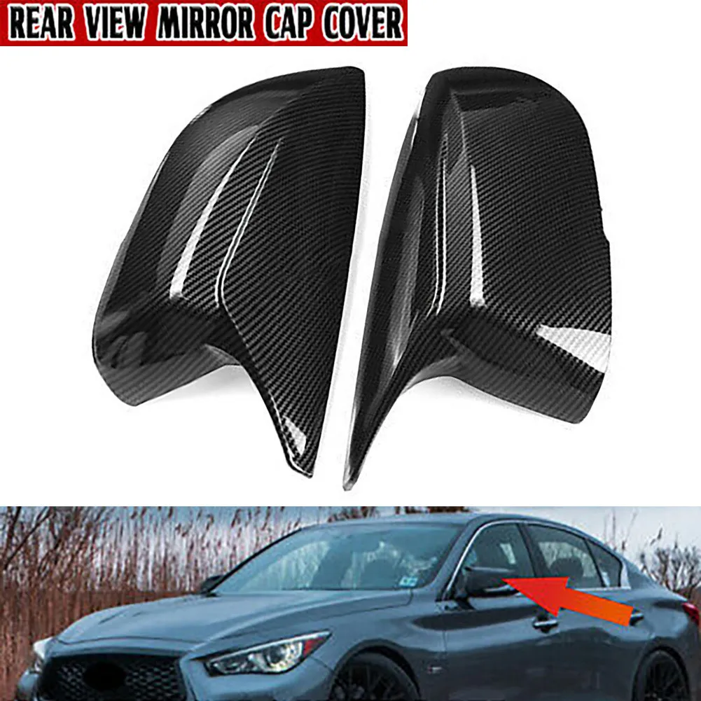 

Q50 Cap Q60 Cover Replacement Side 2014-21 2pcs Add-On Carbon Fiber For