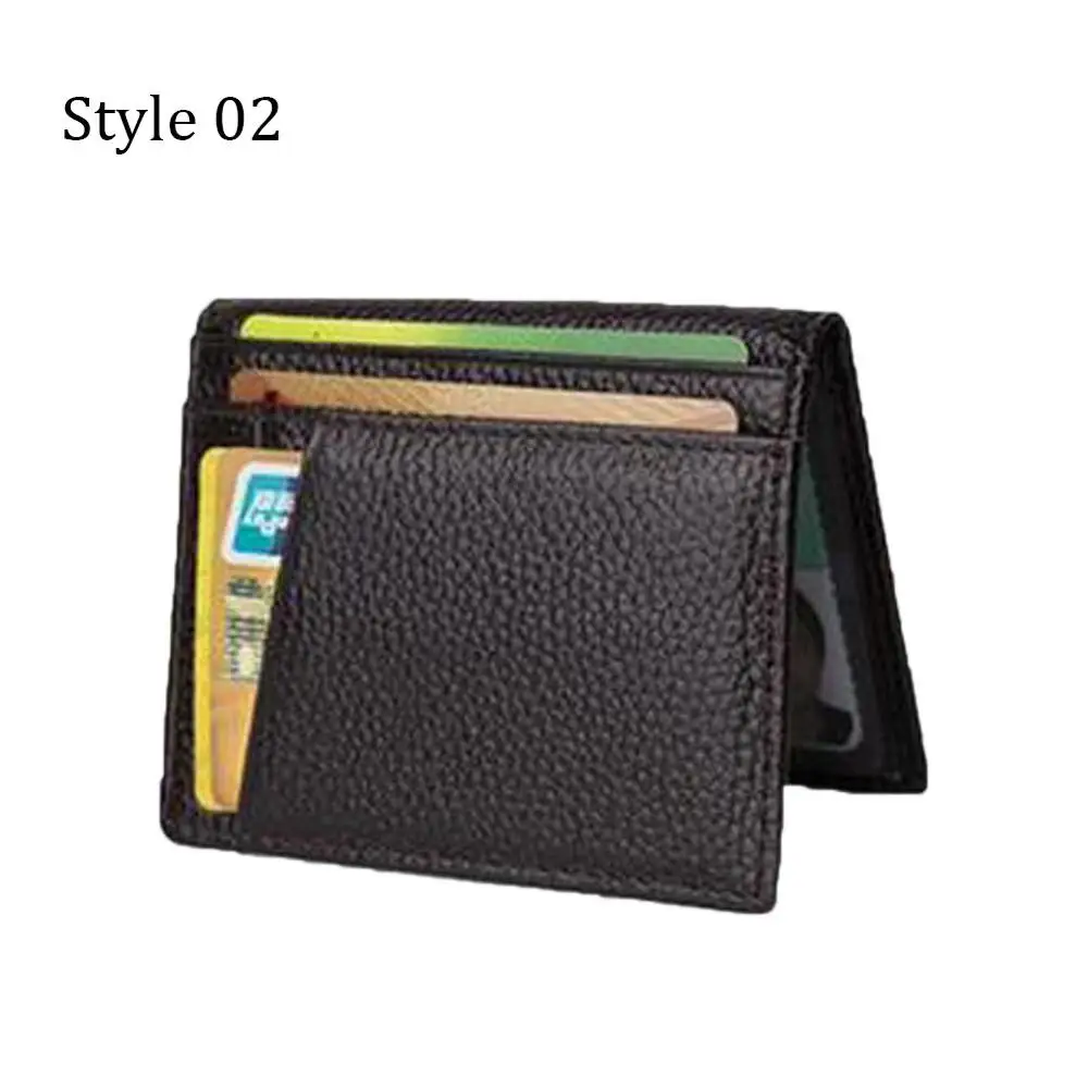 New Genuine Leather Men Wallets Mini Zipper Coin Purse Leather Credit ID Card Holder Money Bag Male Thin Small Black Wallet - Цвет: Style 02  Coffee