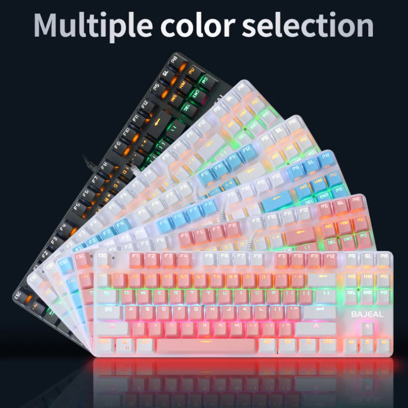 

Проводная клавиатура для планшетов, ПК, ноутбуков, геймеров K100, двухцветная механическая клавиатура с 87 клавишами и зеленой осью, универсал...