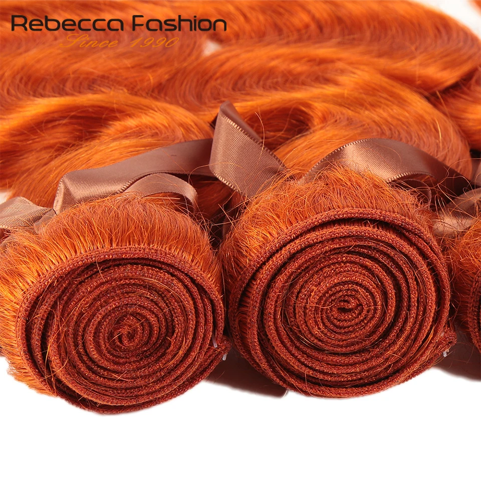 

Rebecca Orange Hair Bundles Brazilian Body Wave Remy Human Hair Extensions 8 To 28 Inch 1/3/4 Bundles