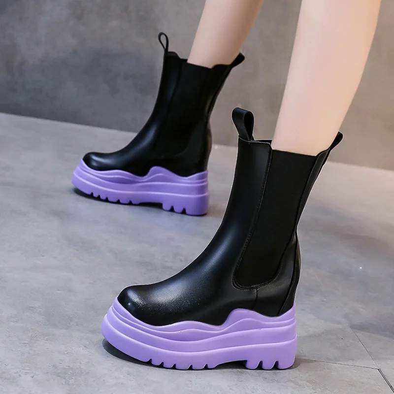 

Autumn and Winter New Women's Chelsea Boots PU Leather Increased Thick-soled Women's Shoes Women's Fashion Women's Ankle Boots