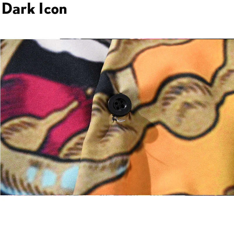 Мужские рубашки в стиле хип-хоп с принтом темного икона новые модные коротким
