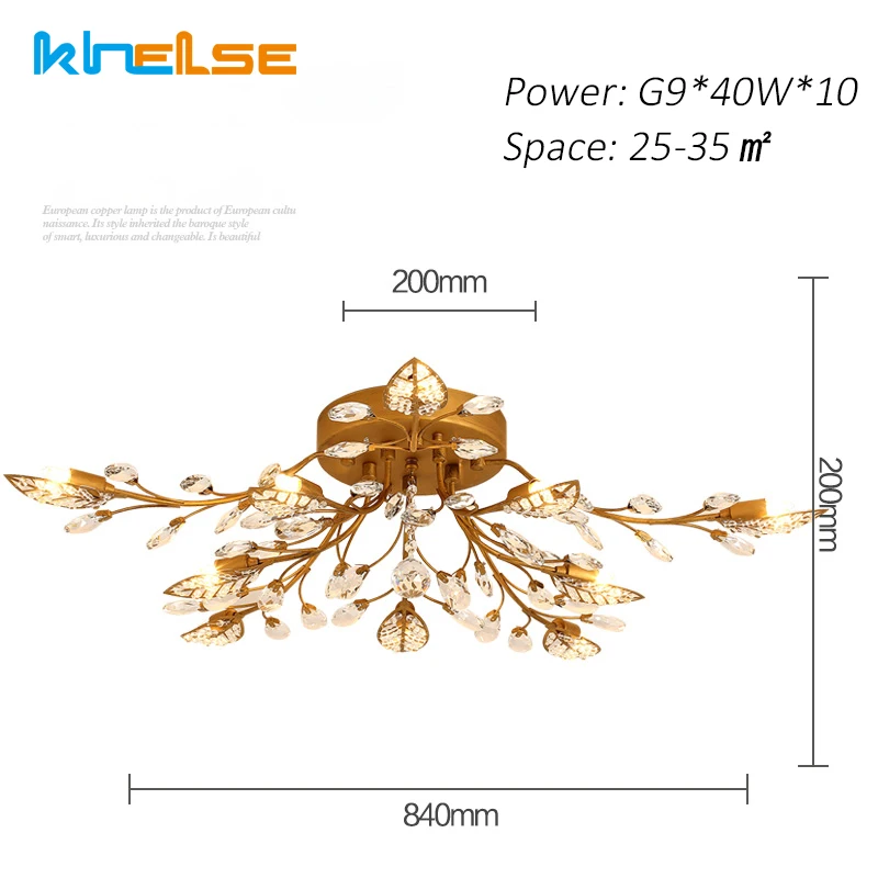 10 Light Gold Khelse Хрустальный потолочный светильник романтическая лампа для спальни освещение комнаты DIY современный золотой черный светодиодный K9 спальня Хрустальное освещение - Цвет корпуса: 10 Light Gold