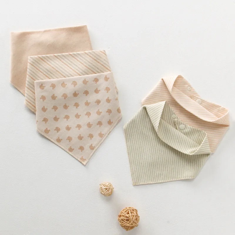 

Newborn 100% Organic Cotton Bib Light Brown Triangle Scarf Feeding Saliva Towel Boy Girl Soft Absorbent Burp Drool Baby Bibs