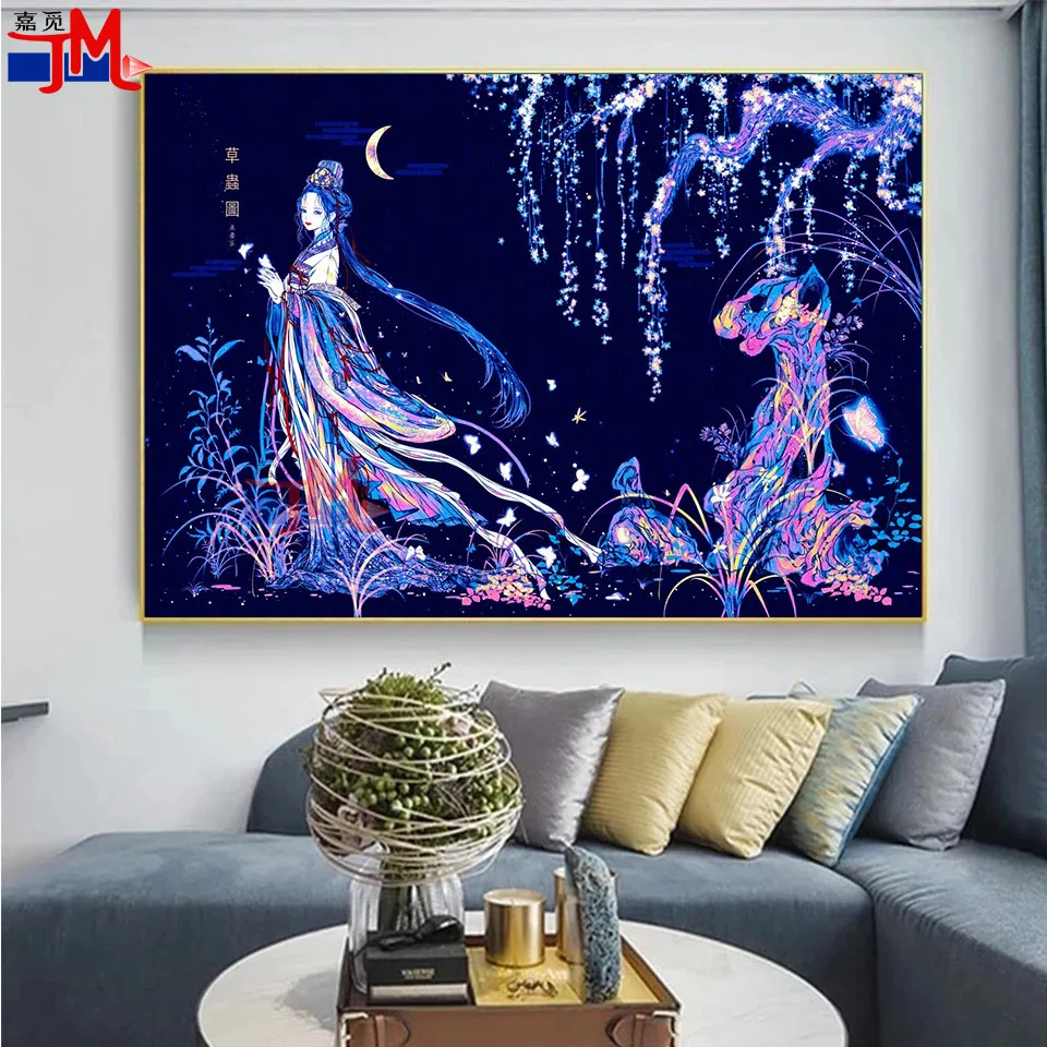 

Алмазная 5D Вышивка «флуоресцентный баг», картина из страз, вышивка крестиком, Классическая красота, стразы в китайском стиле