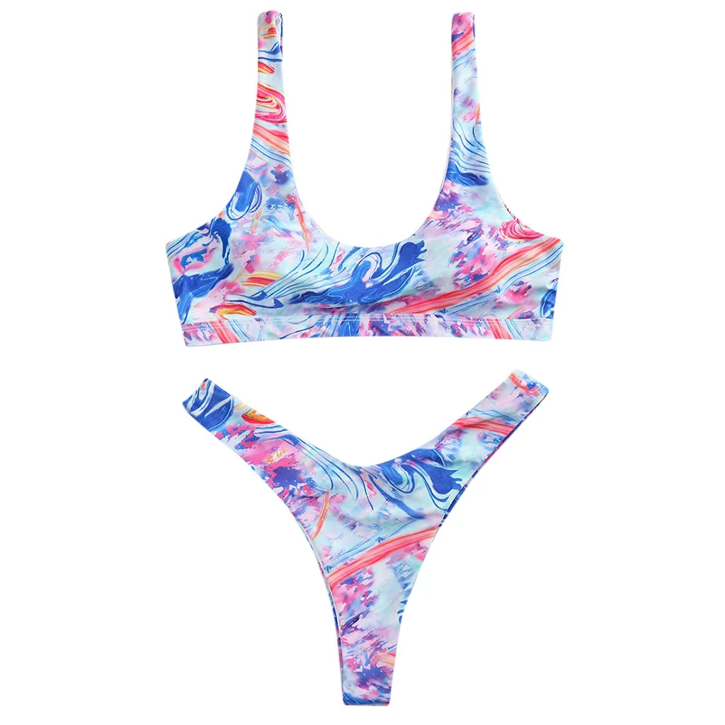 

Пляжная одежда, купальник, бюстгальтер, пляжный комплект пуш-ап с принтом, Мягкий купальник, бикини, Женская купальная одежда, комплект танк...