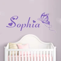 personalized name with butterfly wall sticker monogram nursery vinyl wall decal for children girl name stickers kids room g735
