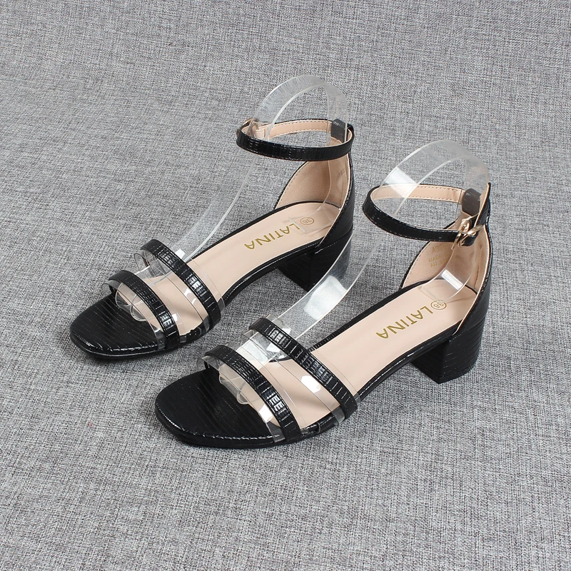 

Plastic Sandal Shoes Med Clear Heels Open Toe Large Size 2021 Summer Suit Female Beige Transparent Medium Peep Fashion Block Big