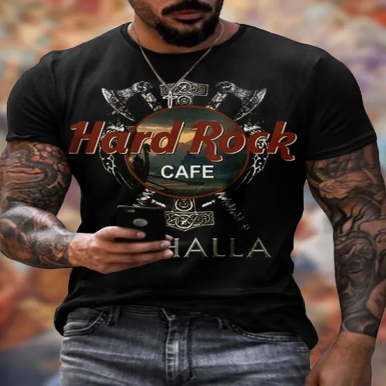 

Summer men's round neck loose short-sleeved T-shirt personality Harajuku print casual short-sleeved T-shirt top
