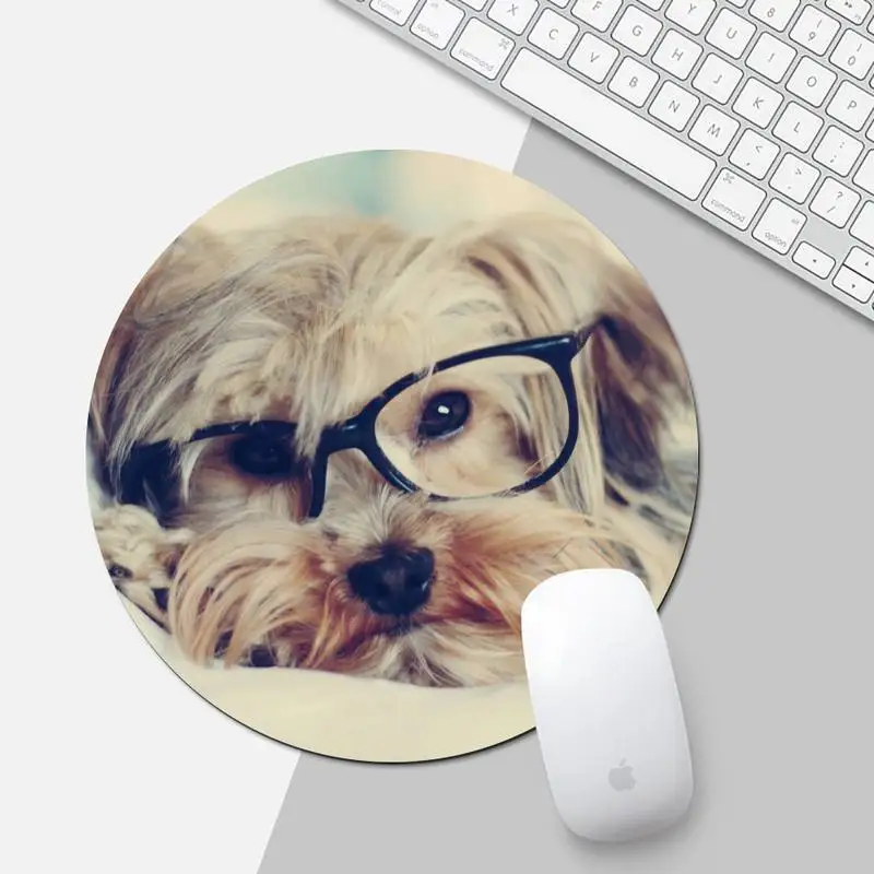 

Yorkshire Terrier cute dog Rubber Mouse Durable Desktop Mousepad Round Non-slip Cushion