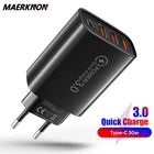 Зарядное устройство с 4 usb-портами, 30 Вт, быстрая зарядка для iphone 12 pro max Huawei Xiaomi PD Type C QC4.0 QC3.0, быстрая зарядка, настенные зарядные устройства