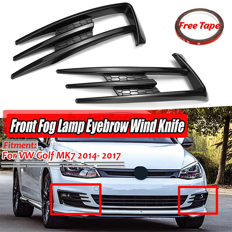 Online Untuk VW Golf MK7 2014 2015 2016 2017 Lampu Kabut Depan Mobil Penutup Pisau Angin Alis Karbon/Hitam Mengkilap Lampu Kabut Tutup Mata Alis