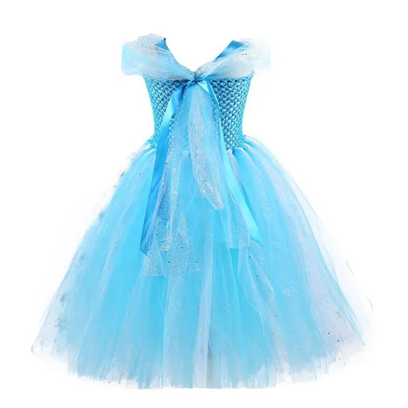 Cartoon Princess Dresses Blue Girls Tutu Dress Ankle Lenth Sequins Gauzy Queen's Snowflake Party Birthday Flower Girl Costume | Детская