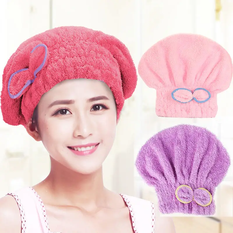 

Microfiber Fabric Hair Towel Wrap Cotton Bath Hooded Dry Towels Home Textiles Bathrobe Women's Cap For the Beach skin care kits