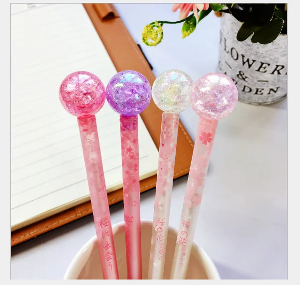 Оптовая продажа гелевая ручка с цветком вишни хрустальный шар нейтральная 100