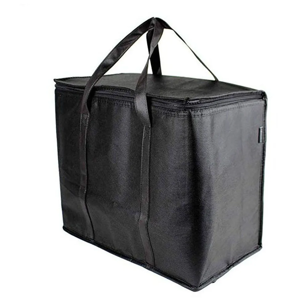 

2pcs Insulated Grocery Bags Storage Non-woven Large Capacity Portable Washable Zipper Closure Foldable Reusable Free Standing