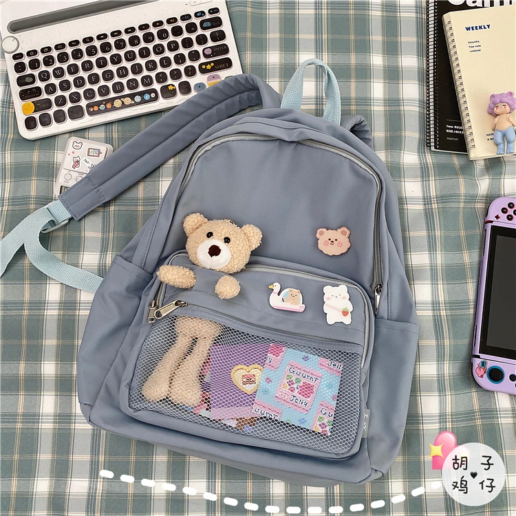

YJ1068 women new Cute bear girl student school bag female Korean ins high school large capacity backpack