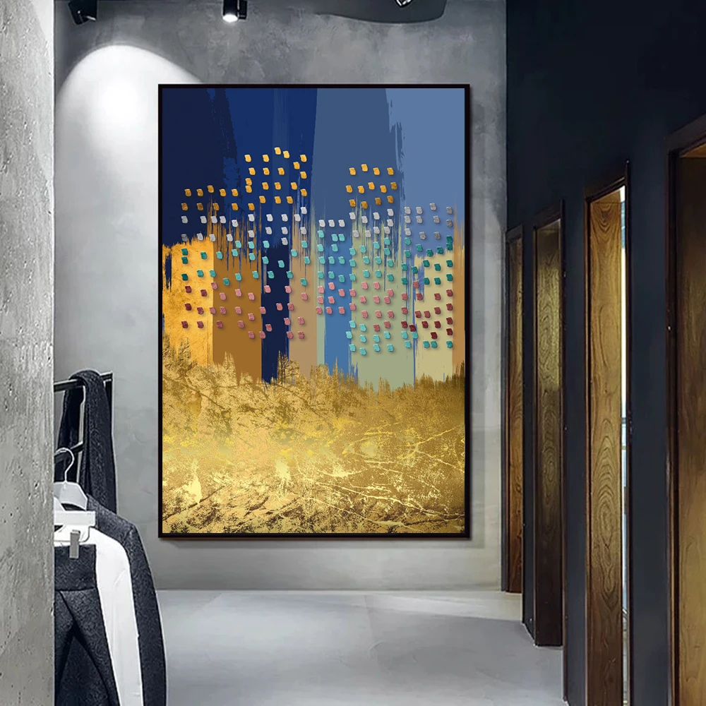 Современная Геометрическая абстрактная картина на холсте Куадрос печать