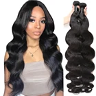Волнистые пучки человеческих волос, бразильские натуральные черные волосы, волнистые волосы 4 Реми, пупряди человеческих волос, сделки для наращивания черных женских волос