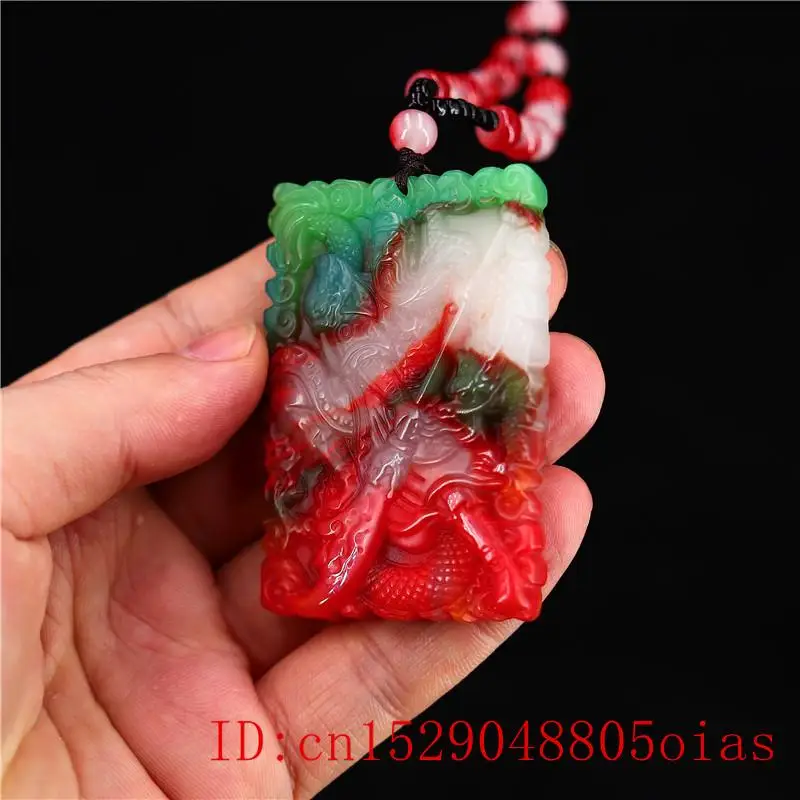 Цвет Нефритовый дракон воин Кулон китайский амулет ювелирные изделия Мода
