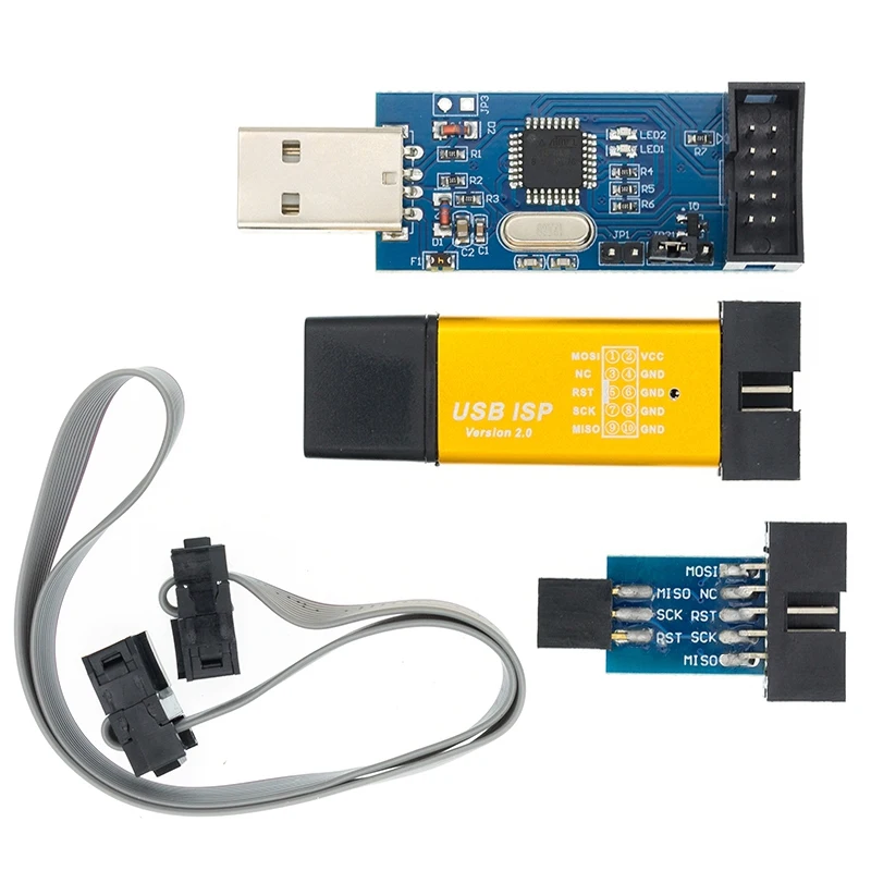 Программатор USB ISP USB ASP ATMEGA8 ATMEGA128 с поддержкой Win7 64K 10Pin на 6 Pin, 1 шт.