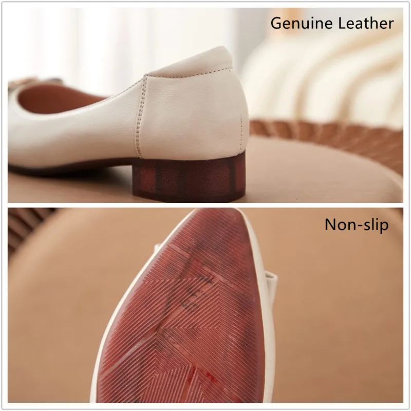 

Women's Pumps 2021 New Women Shoes Genuine Leather Pointed Toe Square Heel Office & Career Dress Summer Soft Leather Basic 0711