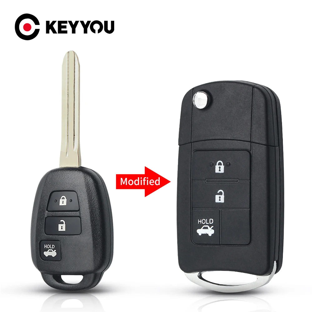 

KEYYOU Modified Uncut Key TOY43 Blade Flip Folding Car Remote Key Shell For Toyota Reiz Corolla Camry Prius RAV Fob Case Cover