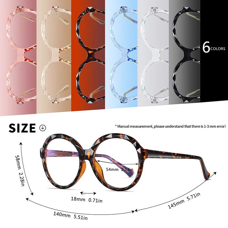 Женские круглые очки AOFLY голубые в оправе с бриллиантами оправа для оптических