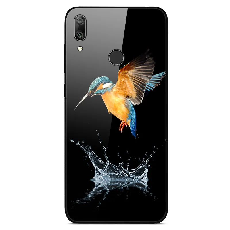 43 Чехол для телефона s для huawei Y7, жесткая задняя крышка из закаленного стекла для huawei Y7, чехол Y 7, мягкий бампер, художественный чехол 6,26 - Цвет: 43