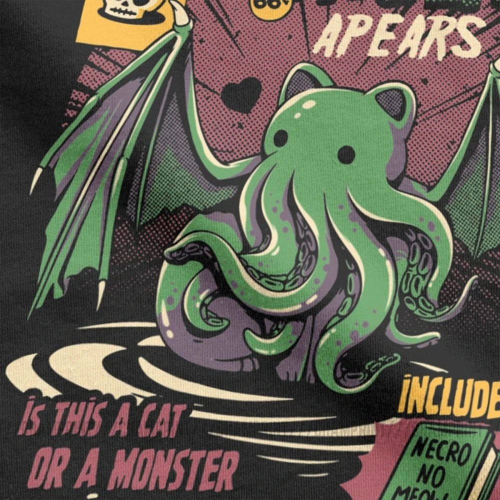 A Wild Cthulhu футболки для мужчин чистый хлопок Повседневная футболка кот монстр