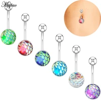 miqiao 1pcs fashion hot style fish scale stainless steel belly button nail exquisite body piercing jewelry