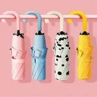 Ветрозащитные мини-зонты, неавтоматический зонтик с УФ-крючком, U-образные изогнутые зонт со складной ручкой для женщин, маленький зонтик