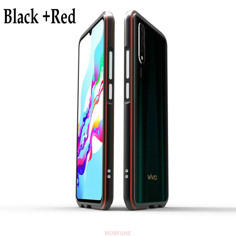 Vivo S1 V1907 6,38 ''Z5 Y7s рамка роскошный тонкий противоударный защитный чехол Vivo IQOO Neo/V17 NEO Алюминиевый металлический бампер крышка Капа - Цвет: Black Red