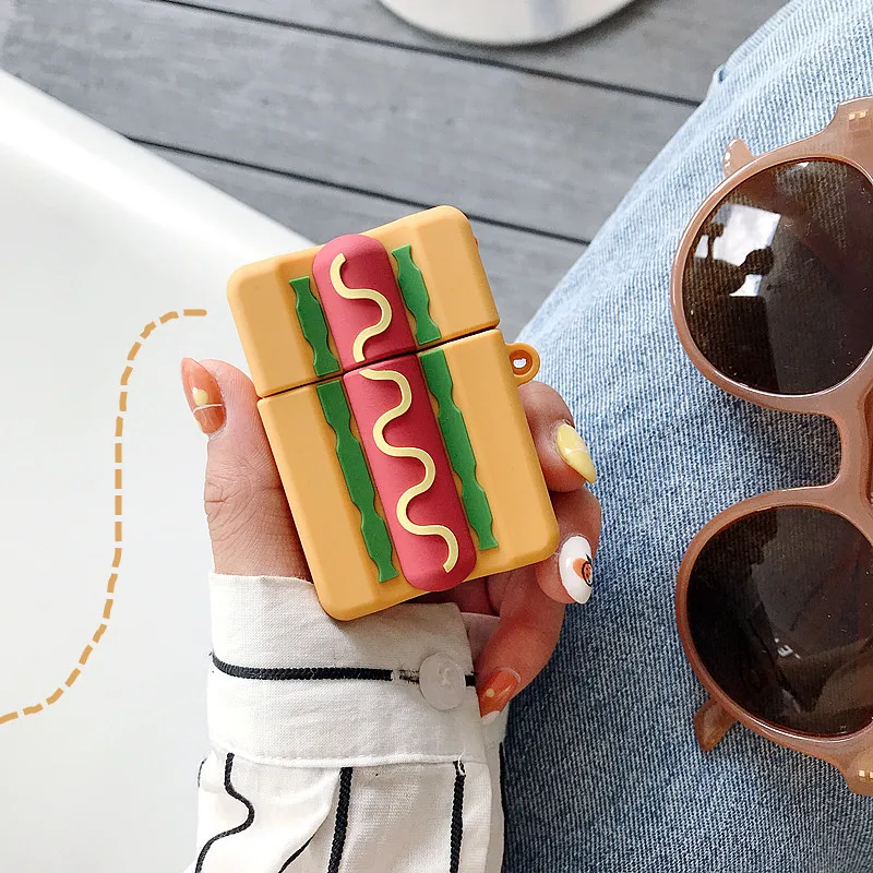 Интересный силиконовый милый хот дог пакет гарнитуры Чехлы для Apple Bluetooth наушники