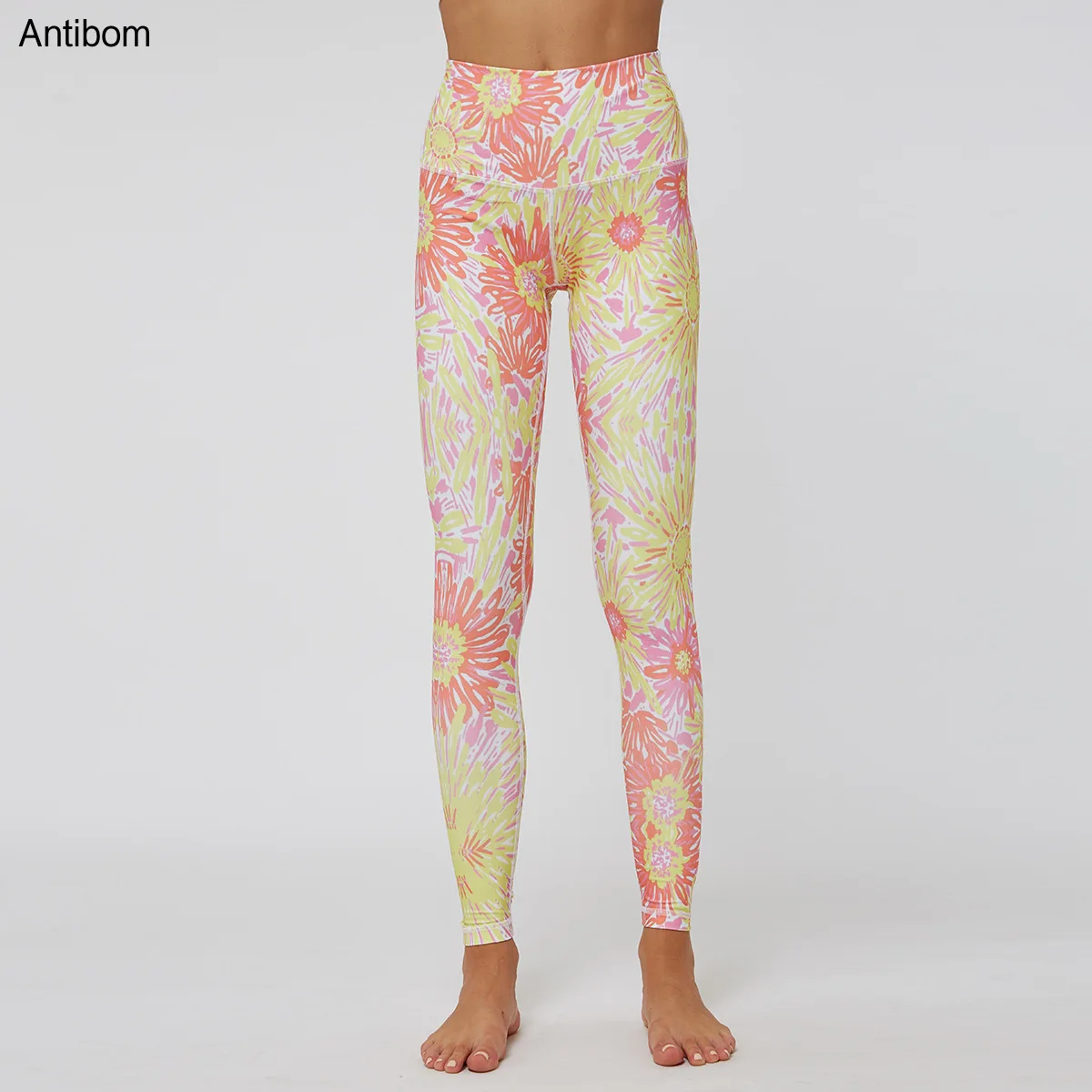 

Antibom Beautiful Flower Print Sport Pants Women High Waist Push Up Stretchy Squat Proof Yoga Leggings Fitness Gym Trousers 2021