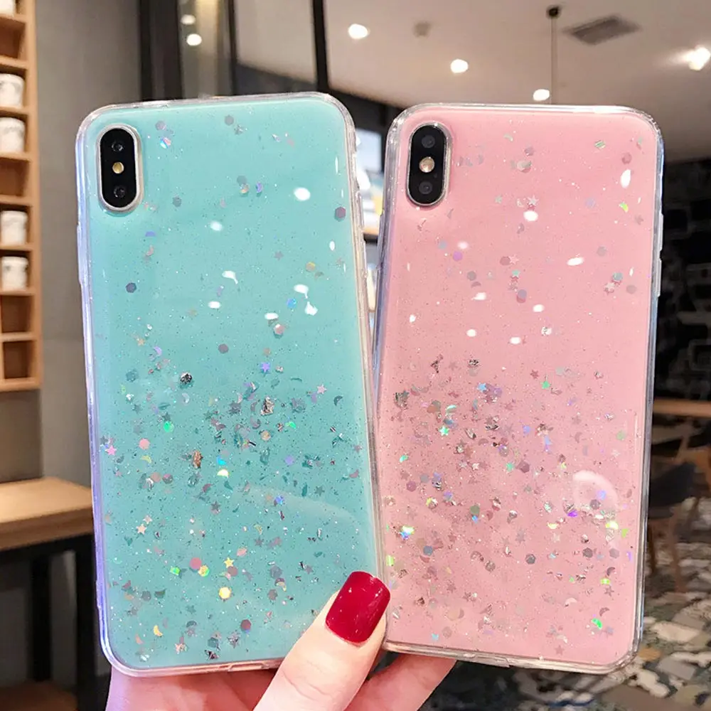 Чехлы для телефонов iPhone XS Max XR X 10 8 7 6 6S Plus Блестящий мягкий прозрачный силиконовый