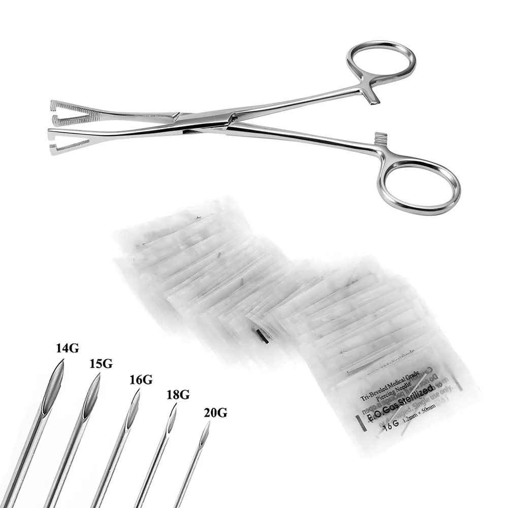 

1PC Self-Locking Surgical Steel Triangle Plier Sponge Forcep Clamp for Ear Lip Navel Nose Tongue Septum Piercing Pliers Needles