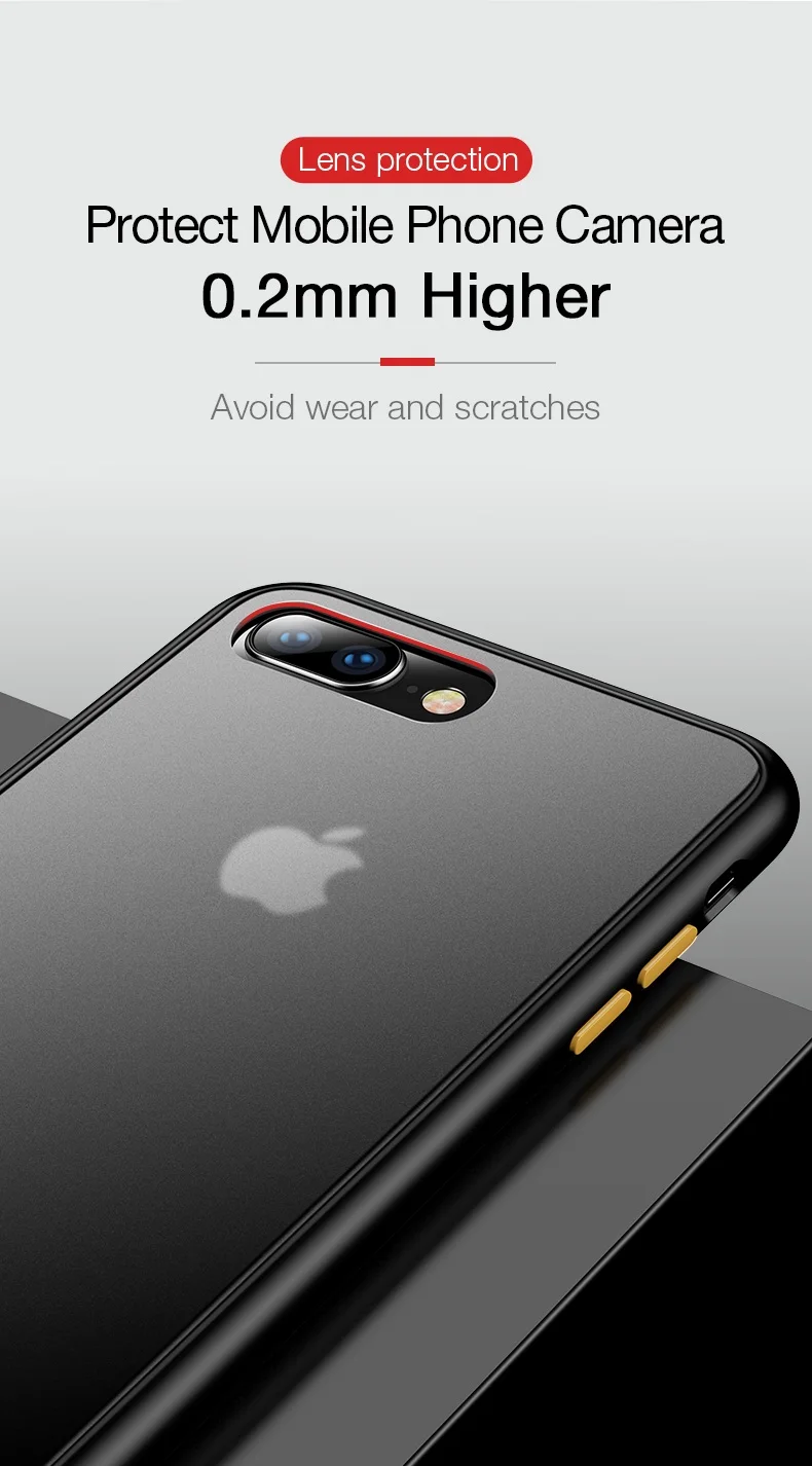 CAFELE чехол для телефона для iPhone 7, 8, 7 plus, 8 plus, PC, жесткая задняя крышка с силиконовым чехлом, чехол с мягкими краями, полупрозрачная задняя крышка для iPhone 7, 8 Plus
