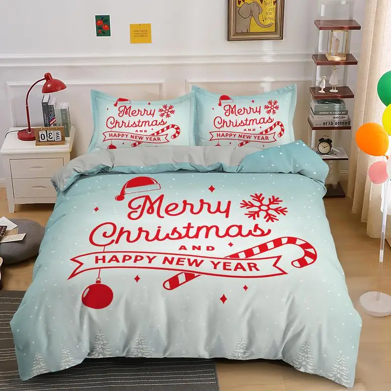 

Рождественский Комплект постельного белья, подарки для влюбленных США, король, двойной размер, пододеяльник с наволочкой