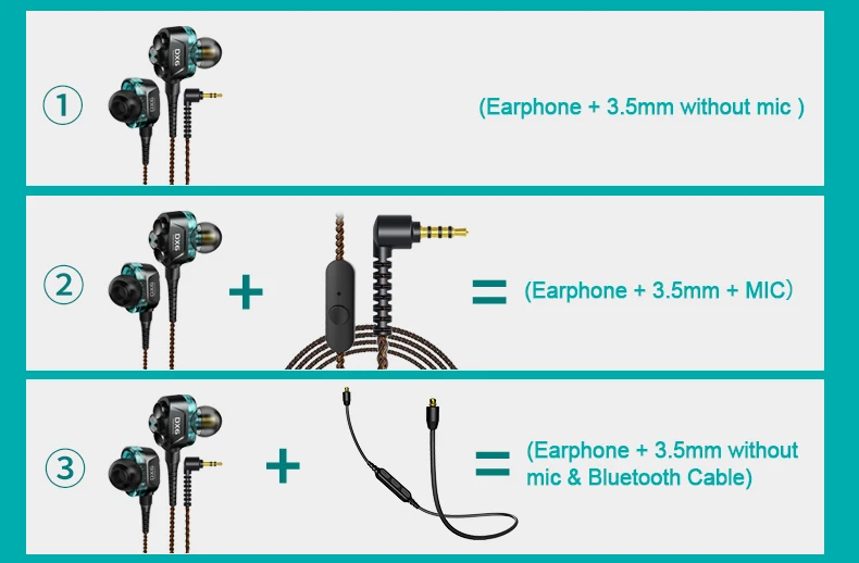 Plextone DX6 Bluetooth наушники три единицы 3,5 мм наушники-вкладыши спортивные стерео Бас HIFI Проводная гарнитура с MMCX кабелем для Xiaomi