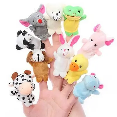 

10Pcs Velvet Farm Animal Finger Puppets Toys Baby Learn Story Party Bag Filler