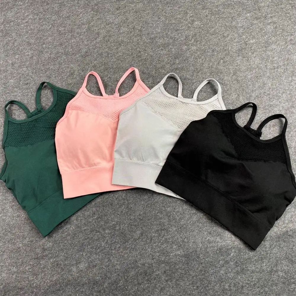 

Hip-Lifting Fashion Sexy Quick-Drying Yoga Vest Casual Sports Running Seamless Tight Elastic Fitness Pants Hollow Bra Set Women